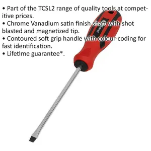 Premium Slotted Screwdriver 5 x 125mm with Soft Grip Handle and Chrome Vanadium Shaft