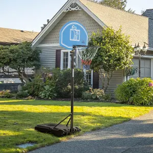 HOMCOM Adjustable Basketball Hoop Stand w/ Wheels and Weight Base Blue