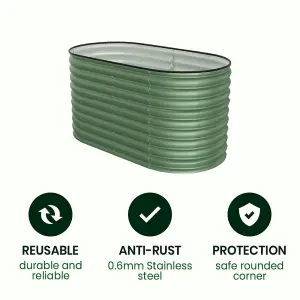 Light Green Oval Garden Two-grid Metal Raised Bed Galvanized Raised Planter Box Outdoor Raised Garden Bed Kit