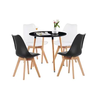 Dex 4 - Person Dining Set Black / Black/White