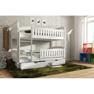 Marguerite Single Bunk Bed with Drawers White