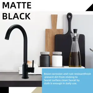 Kitchen Sink Mixer Tap 360 Swivel Spout Monobloc Mixers Faucet Single Lever Matte Black