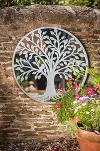 Tree of Life Mirror - Grey Garden Wall Art