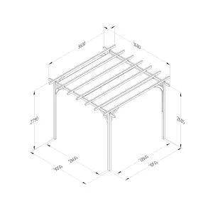 Forest Garden Ultima Cream Square Pergola & decking kit, x4 Post (H) 2.7m x (W) 3.6m - Canopy included