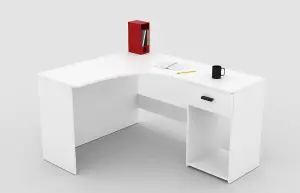 Elegant Corner Desk 1550mm in White - Minimalist Home Office Solution H750mm D1250mm