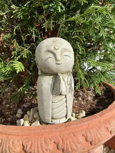 Lovely Monk Stone Statue Outdoor Garden Ornament Oriental Buddha