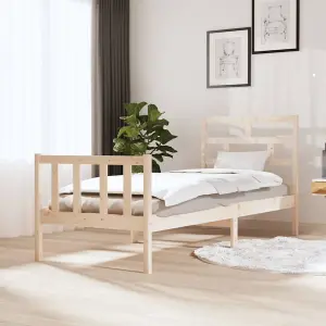 Berkfield Bed Frame Solid Wood Pine 75x190 cm 2FT6 Small Single