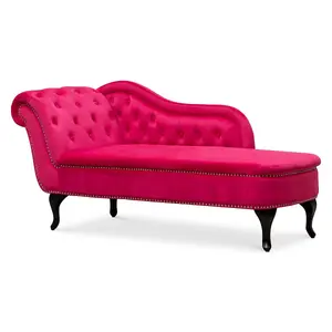 Right Hand Chaise Lounge in Velvet Dark Pink