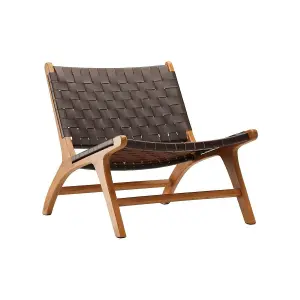 Rike Brown Linen Lounge Chair ,Brown