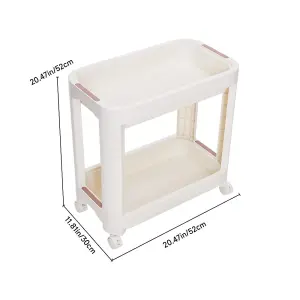 2-Tier Playroom Storage Cart Plastic Cart, White