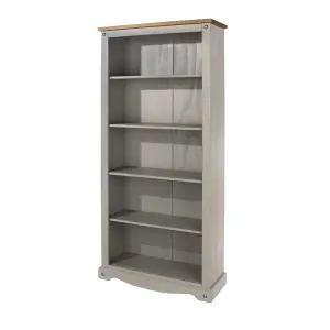 Home Source Corona Tall Bookcase Shelving Unit Grey