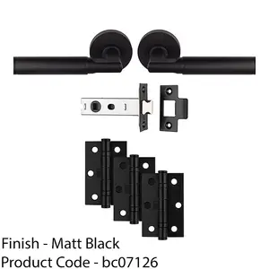 Premium Door Handle & Latch Pack - Matt Black Straight Lever Round Rose