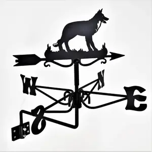 Mini German Shepherd Weathervane - Steel - L39 x W39 x H56 cm - Black