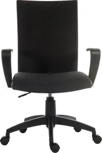 Work Office Chair Swivel Black Fabric Adjustable Seat Height and Fixed Armrests