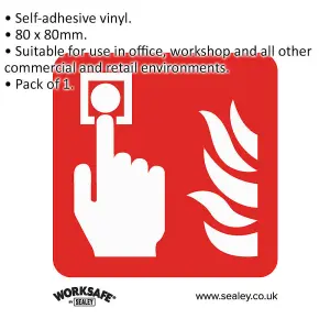 Self-Adhesive Fire Alarm Symbol Sign - 80mm Safety Sticker for Workplace