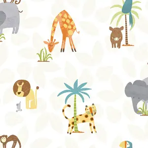 Holden Decor Make Believe Jungle Friends Kids Children Wallpaper Multi Colour 12541