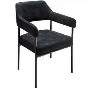 armchair Doé, upholstered, steel legs - Woven fabric black/black