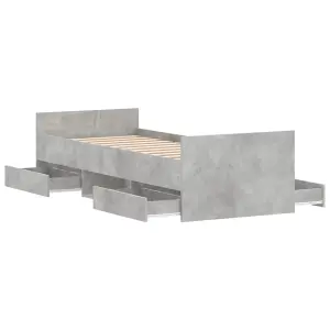 Berkfield Bed Frame with Headboard and Footboard Concrete Grey 75x190 cm