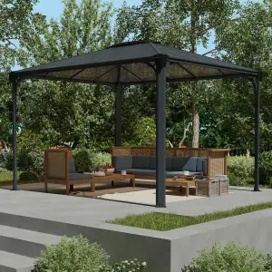 Palram - Canopia Martinique Grey Rectangular Gazebo, (W)3.6m (D)2.96m - Assembly required