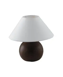 Luminosa Table Lamp with Round Tapered Shade Brown, Ceramic, Fabric 23x23cm