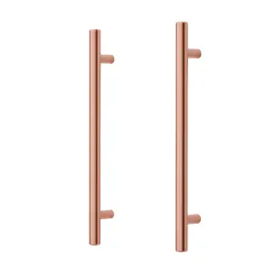 GoodHome Annatto Copper effect Kitchen cabinets Bar Pull Handle (L)22cm (D)32mm, Pack of 2