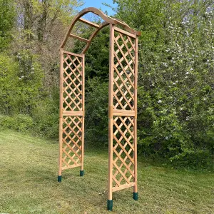 Wooden Garden Arch (Tan) with Ground Spikes