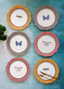 Rozi Mystique Collection Porcelain Dinner Plates, Set of 6