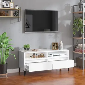 Berkfield TV Cabinet High Gloss White 100x34.5x44.5 cm Engineered Wood