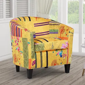 Fabric Gold Patchwork Tricia Tub Chair