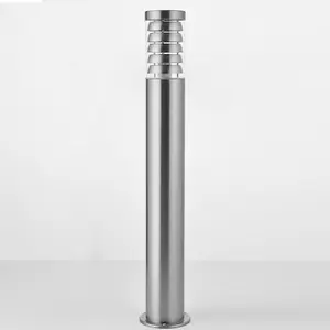 4 PACK Outdoor Garden Bollard Light 80cm Brushed Steel 9W Outside Lamp Post IP44