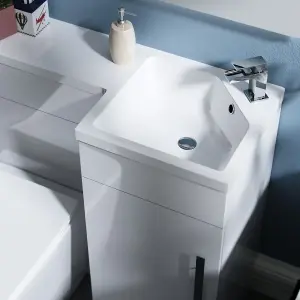 Nes Home Raven Right Hand 900mm Vanity Basin Unit, WC Unit & Elora Back to Wall Toilet White