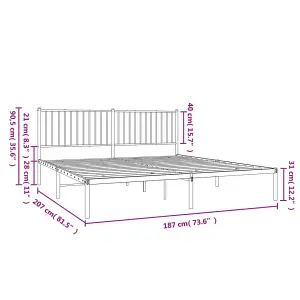 Berkfield Metal Bed Frame with Headboard Black 180x200 cm 6FT Super King