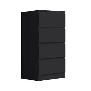 4 Drawer Chest Of Drawers Matt Black Bedroom Furniture