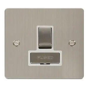 Flat Plate Stainless Steel 13A Fused Ingot Connection Unit Switched - White Trim - SE Home