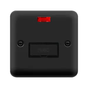 Curved Matt Black 13A Fused Ingot Connection Unit With Neon - Black Trim - SE Home