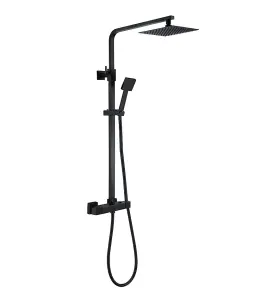 Aquarius RainLux Eco Square Adjustable Exposed Bar Shower System Matt Black