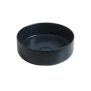 7844 Ceramic 35cm Vert Round Countertop Basin in Dark Blue