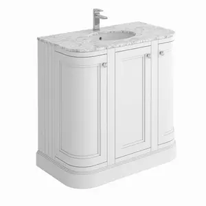 Fairmont Curved White Floor Standing Vanity Unit (W)900mm