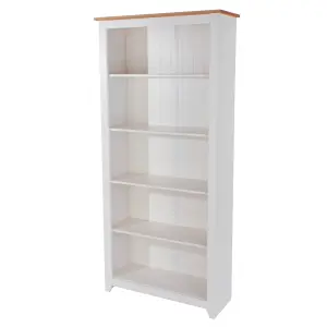 White tall 5 shelf bookcase, Capri range