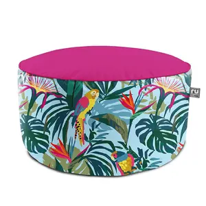 rucomfy Printed Outdoor Jungle Bird Drum Pouffe Beanbag