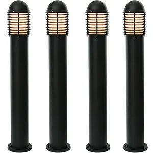 4 PACK Outdoor IP44 Bollard Light Matt Black 1000mm Lamp Post Garden Driveway