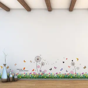 Walplus Combo Kids - British Colourful Grass x 2 - Wall Sticker Pink Dandelion x 1 PVC