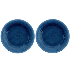 Purely Home Potters Reactive Glaze Indigo Melamine Dinner Plates - Set of 2