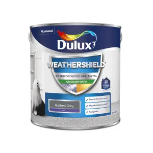 Dulux Weathershield Gallant grey Satinwood Exterior Metal & wood paint, 2.5L Tin