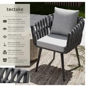 Chair Lugano Set of 2 - aluminium frame, weather-resistant, thick cushions, 61 x 60 x 73 cm - anthracite