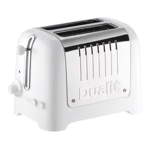 Dualit 2 Slice Toaster & 1.5 Litre Kettle High Gloss LITE Breakfast Set, White