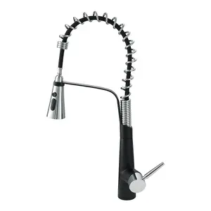 Kitchen Faucet with Pull Down Sprayer and 3 Spray Modes in Black and Chrome