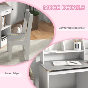 ZONEKIZ Kids Desk and Chair Set with Storage, for Ages 5-8 Years