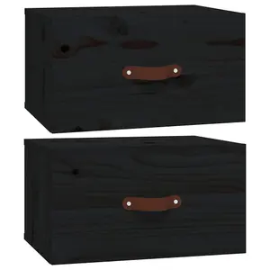 Berkfield Wall-mounted Bedside Cabinets 2 pcs Black 40x29.5x22 cm