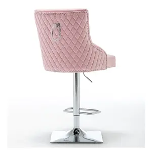 Portland Swivel Upholstered Adjustable Height Counter Stool with Metal Frame Pink